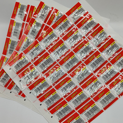 A loja retangular do código de barras etiqueta o filme CMYK de BOPP colore a etiqueta de preço da mercearia
