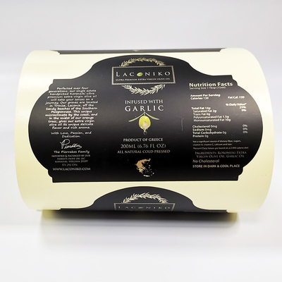 Etiqueta imprimível impermeável do vinil de Matt Lamination Sticky Food Labels Olive Oil BOPP