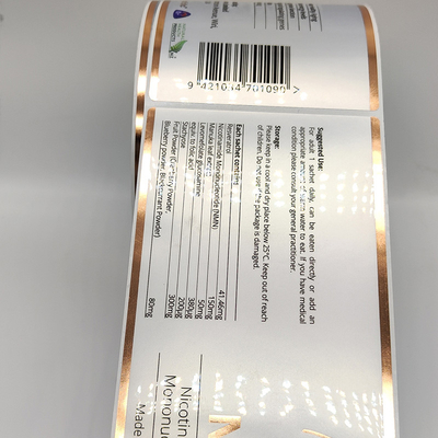 O produto cosmético do papel glassine etiqueta CMYK papel brilhante imprimível da etiqueta
