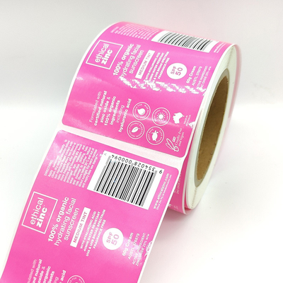 O cosmético impermeável laminado lustroso etiqueta a composição de CMYK a etiqueta branca