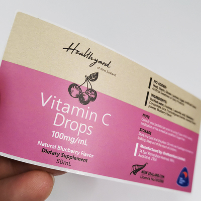 Etiqueta farmacêutica removível que imprime etiquetas da garrafa da vitamina de CMYK